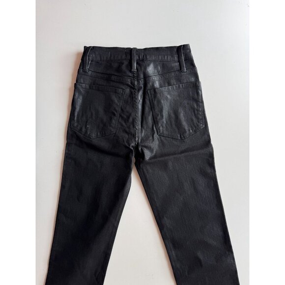 FRAME Le Sylvie Slender Straight Noir Coated Black Mid Rise Ankle Jeans, Size 26 - Picture 9 of 14